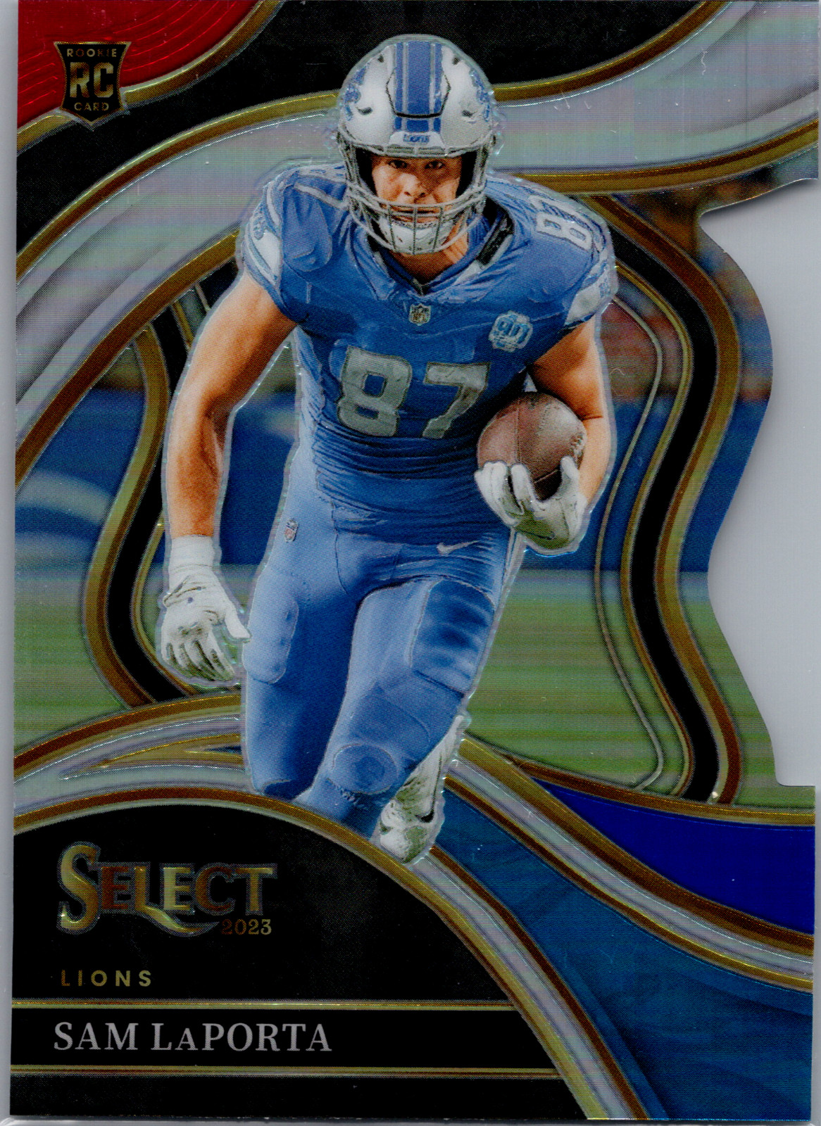 2023 Panini Select - Club Level Sam LaPorta #221 Red & Blue Prizm Die-Cut (RC)