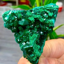 132G Natural green dioptase emerandine gemstone cluster mineral specimen