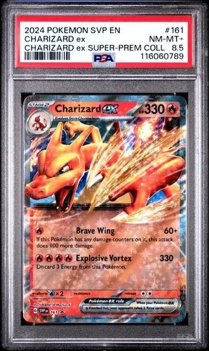 2024 POKEMON SVP SUPER-PREMIUM COLLECTION PROMO #161 CHARIZARD EX PSA 8.5 NM-MT+