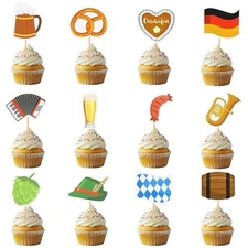 Oktoberfest Cupcake Toppers, 36 Pcs Oktoberfest Beer Day Cake Topper Bavarian