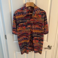 Vintage Jantzen Hawaiian Shirt Tiki Cabana Aloha Club Men Large L USA Made 70s