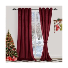 XWZO Red Velvet Curtains 96 Inches Long, Elegent Soft Luxury Curtai... Fast Ship