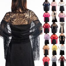 Dazzling Prom Tulle Lace Wrap Scarf with Tassels and Sheer for Parties