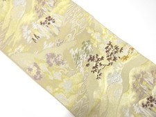 7524445: JAPANESE KIMONO / ANTIQUE FUKURO OBI / WOVEN TREE  STREAM