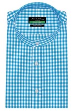 Men's Grandad Shirt 100 Cotton Gingham Checks Band China Mandarin Nehru Collar