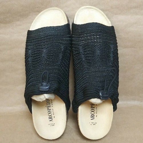 Arcopedico by Elio Parodi Knit Mesh Slides Black Size 9 Crochet Sandals - Picture 10 of 21