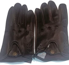 Men's Perfect Fit Black/Brown, 2 Tone Deerskin Driving Gloves, XL.