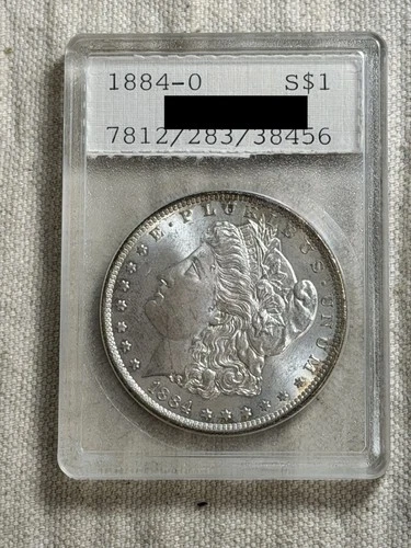 1884-O Morgan Silver Dollar Rare NUMEX Vintage Holder Nice Uncirculated Coin