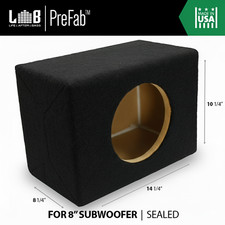 0.45 ft  Sealed MDF Sub Enclosure Box for Single 8-Inch Car Audio Subwooofer New