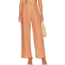 NWT FAITHFULL THE BRAND El Toro Linen Pant Hazelnut Tan 6