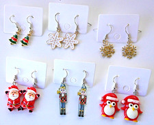 christmas dangle holiday earrings lot of 6 free shipping