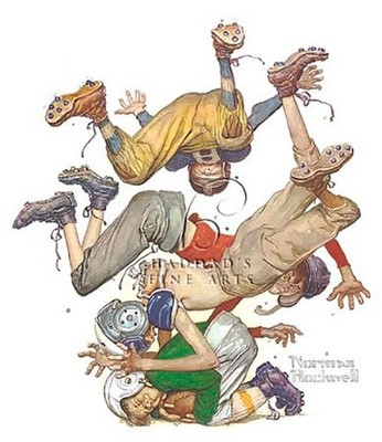 Firsst Down Art Print by Norman Rockwell 16 x 20'' Paper Size New Unframed
