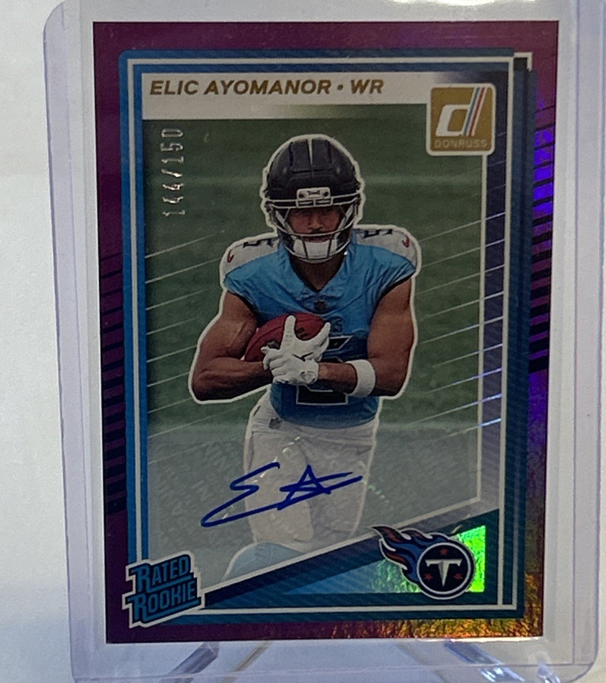 2025 Donruss Rated Rookie Autographs Purple #339 Elic Ayomanor RC /150🔥🔥🔥