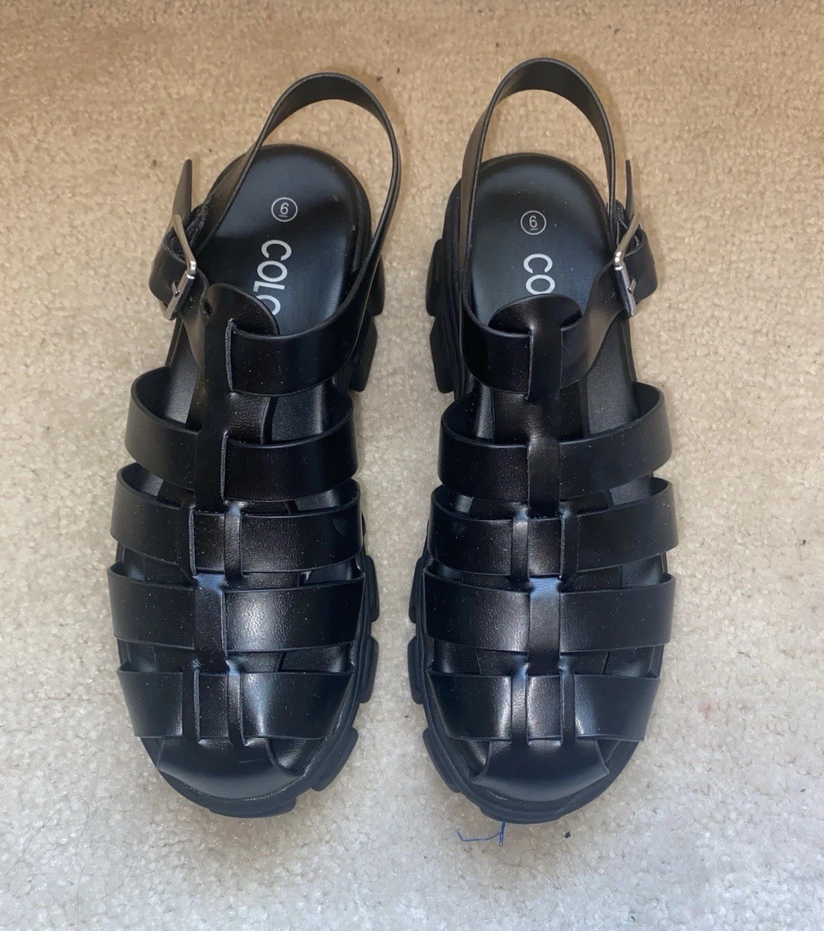 Black Mary Jane Fisherman Low Heel Sandals Size Women’s 6