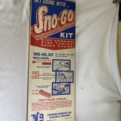 Vintage 1950 s Sno-Go Winter Automotive Snow Accessory Kit Grip Tred Brush NOS
