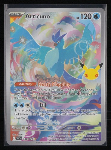 Articuno 132/128 Illustration Rare ME: 30th Celebration Pokemon Holo Near Mint