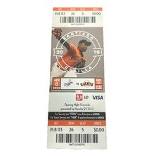 2016 LA DODGERS AT SF GIANTS TICKET 4/8  STRIPLING DEBUT NEAR NO HIT HR WALKOFF