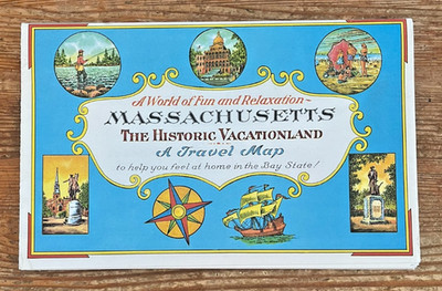 Vintage Massachusetts Map Historic Vacationland Tourist Tourism Travel