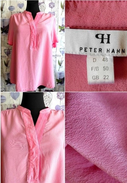 Women Peter Hahn Shirt Pink Silk 42 / XL / 50