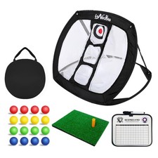 Golf Chipping Net Pop Up - Backyard/Indoor Practice Net with Hitting Mat, Ide...