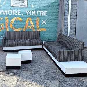 MCM Adrian Pearsall Style Modular Platform Sofa and Table Set