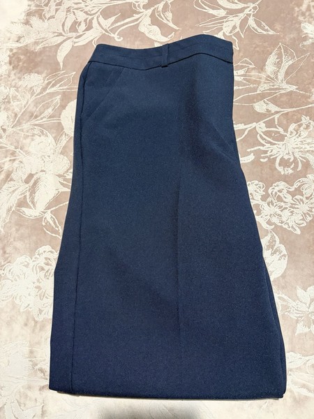 Women’s Navy Solid Plain Flat Front Straight Leg Dress Pants Trousers