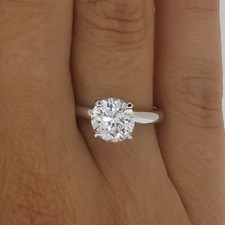 2 Ct 4 prong Solitaire Round Cut Diamond Engagement Ring VS1 G White Gold 14k