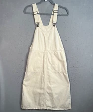 Zara Trafaluc Collection Cream Cotton Overall Dress Adjustable Straps Small
