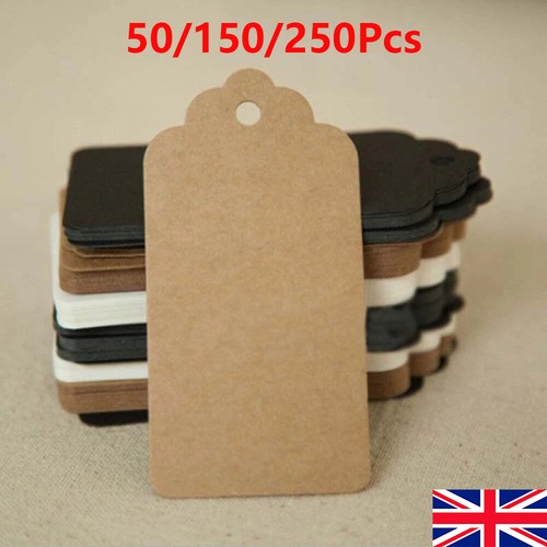 50-250Pcs Kraft Paper Gift Tags with Strings , Blank Tags Scallop Hanging Labels - Picture 3 of 20