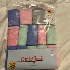 New 14 pk CAT & JACK Size 10 GIRLS BIKINIS 75-83 Lbs  25” Waist Pink Panties