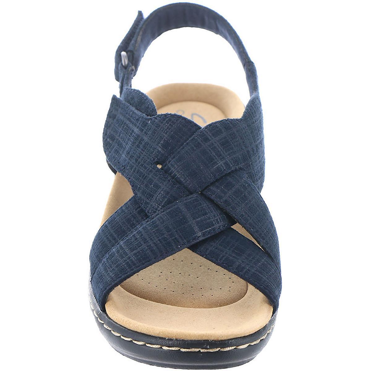 Clarks Womens Merliah Echo Navy Wedge Sandals Shoes 12 Wide (C,D,W