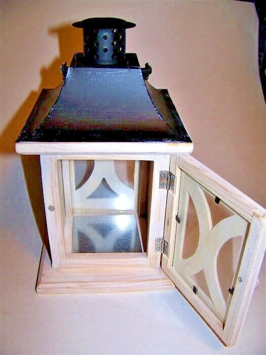 Linterna Vela Antigua Estilo Colonial Madera Blanca (H8015) Foto 4 de 4