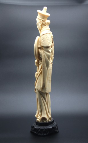 VTG Chinese Hand Carved Resin Emperor Royal Figure Lion Foo Dog Shield - Picture 4 of 12