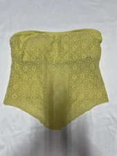 Open Back Tube Top Medium Yellow Lace Sheer Built In Bra Very Good Condition