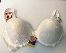 Vintage VASSARETTE White Ice Bra Size 36D Padded Lace Cups NWT Underwire 3 Hook