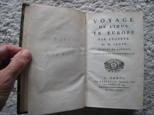 RARE E.O VOYAGE DE L'INDE EN EUROPE PAR L'EGYPTE IRWIN ASIE MER ROUGE 1793