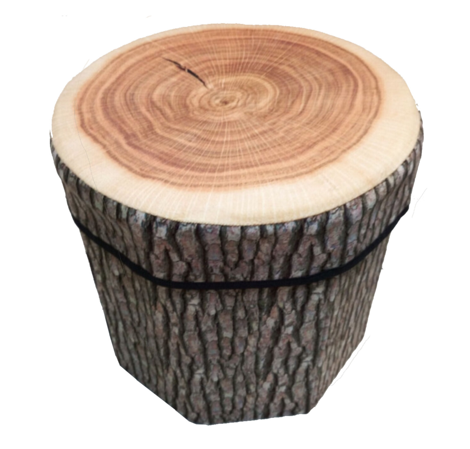 Pouf pliable tronc d'arbre boîte rangement jouets tabouret coffre textile marron