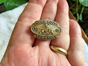 Harley Owners Group 2005 Tomahawk Factory Open House Brass Pin