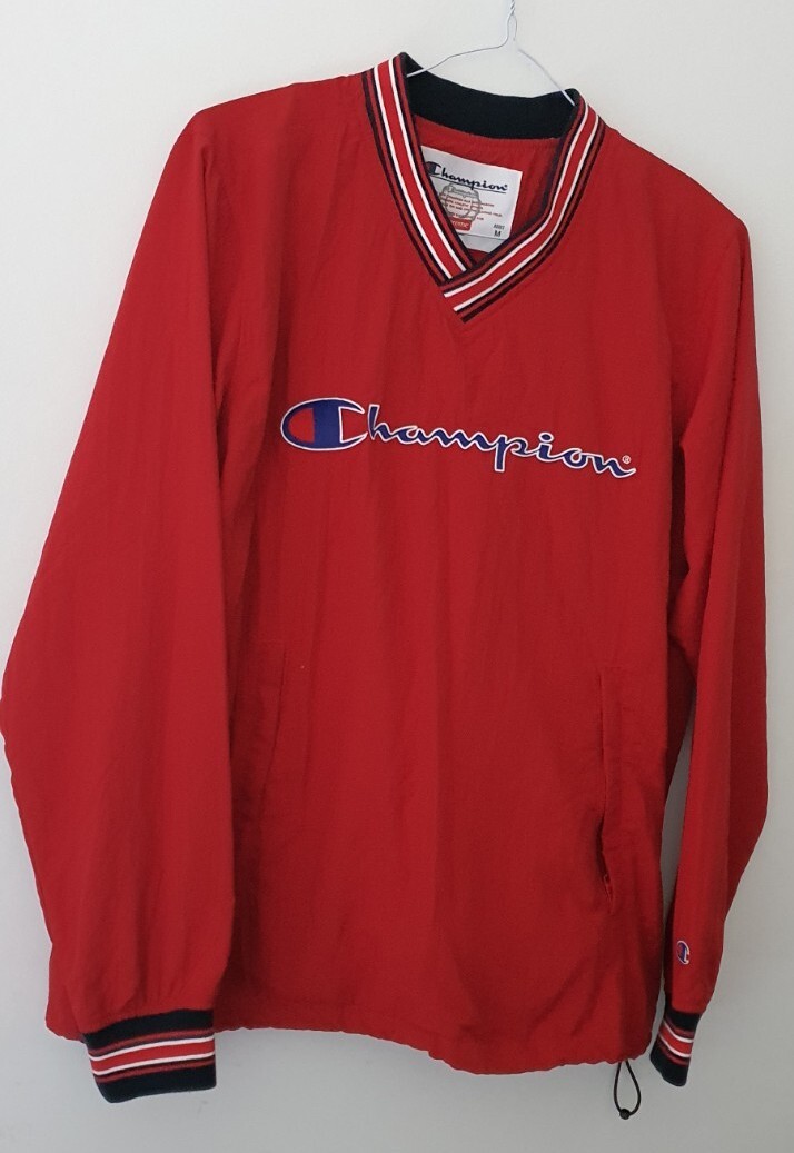 SS15 Supreme x Champion Warm Up Pullover red jacket size M medium 