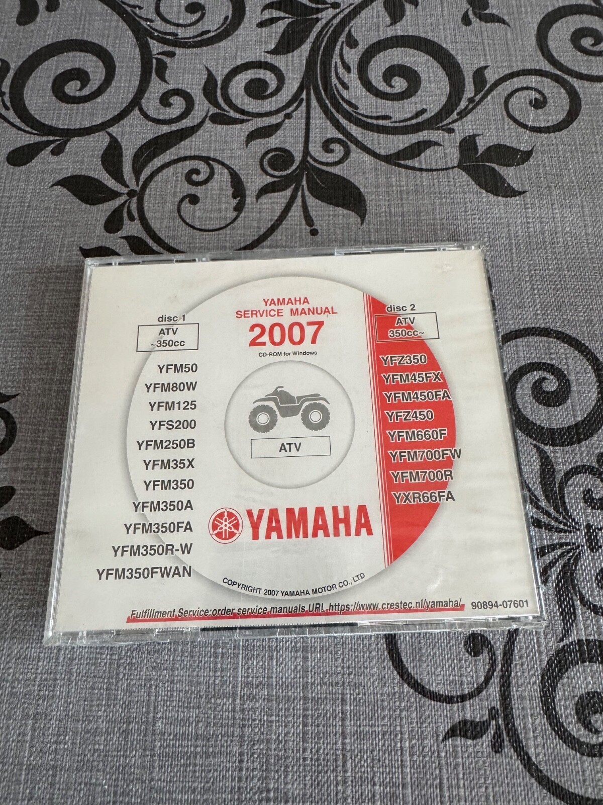 Manuel d'atelier Yamaha ATV 350cc de 2007 sur CD officiel de réparation mécanique