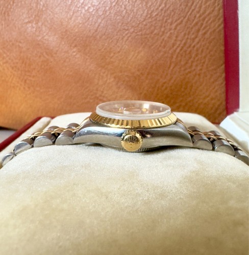 ROLEX LADIES DATEJUST CHAMPAGNE DIAMOND 2 TONE 18K YELLOW GOLD 69173 WATCH - Picture 9 of 17