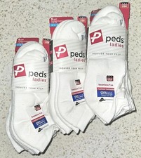 18 Pair Peds Ladies Women's Footbed Cushioning Low Cut Socks Queen Sz 8-12 White