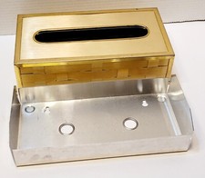 Vintage MCM Stylebuilt Accessories Tissue Box Holder Gold Woven Bathroom