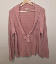 J Jill Wool/Angora Blend Blush Pink Tie Closure Cardigan Sz M