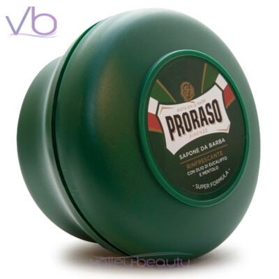PRORASO Sapone Da Barba Green Shaving Soap In A Bowl with Eucalyptus | NEW