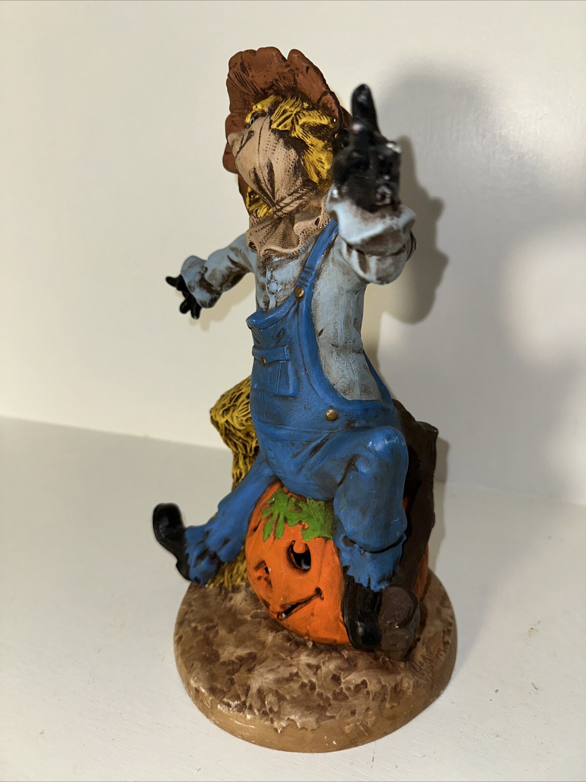 Vintage 1972 Byron Molds Ceramic Halloween Scarecrow  Pumpkin Statue Painted