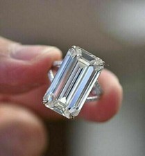 Awesome White Emerald Cut Cubic Zirconia Solitaire Style Women's Engagement Ring