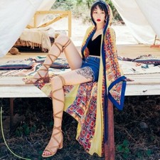 Lady Chiffon Cardigan Long Boho Loose Beach Kimono Summer Sun Protection Fashion