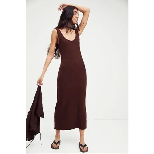 NWT Free People Blaine Set Midi Dress Sweater in Brown Dress Top Sz XS - Picture 2 of 13