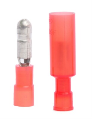 MVP 50 Sets of 18-22 AWG Red Nylon Insulated Male & Fem Bullet Terminals .157''